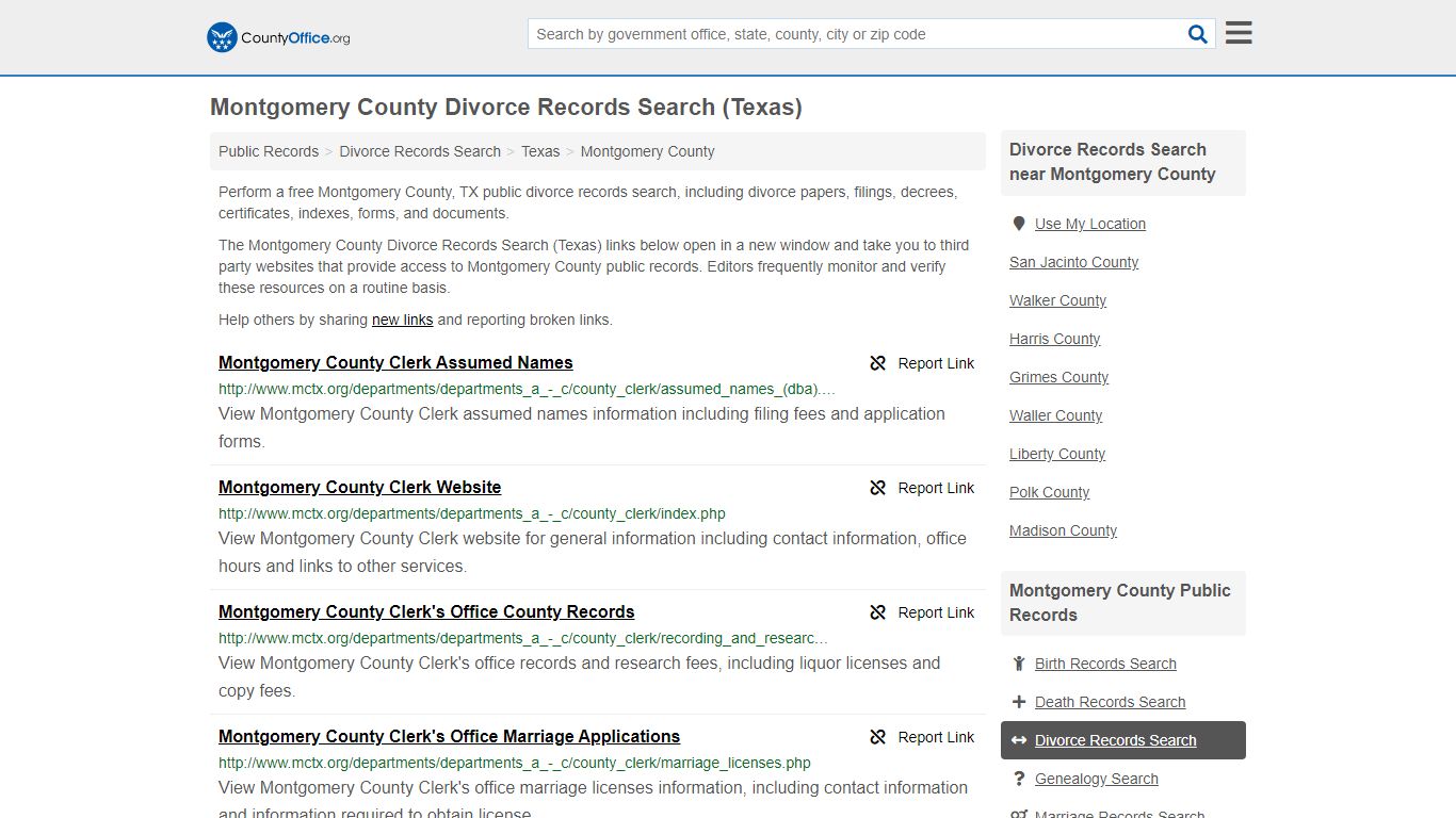 Divorce Records Search - Montgomery County, TX (Divorce ...